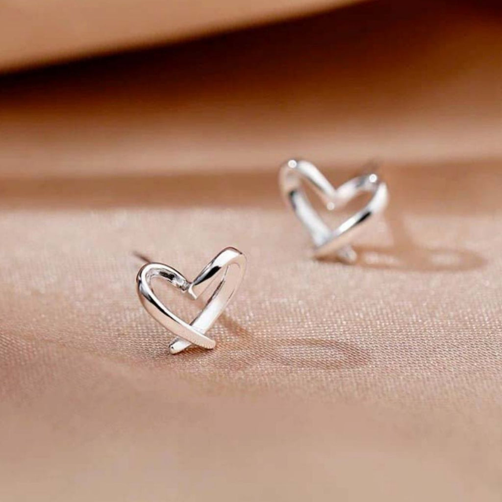 Heart-Shaped Stud Earrings