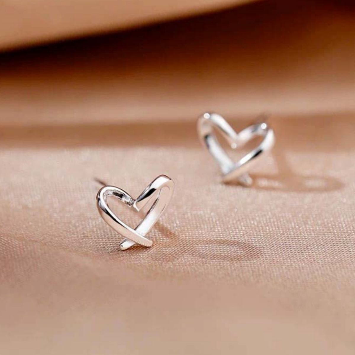 Heart-Shaped Stud Earrings