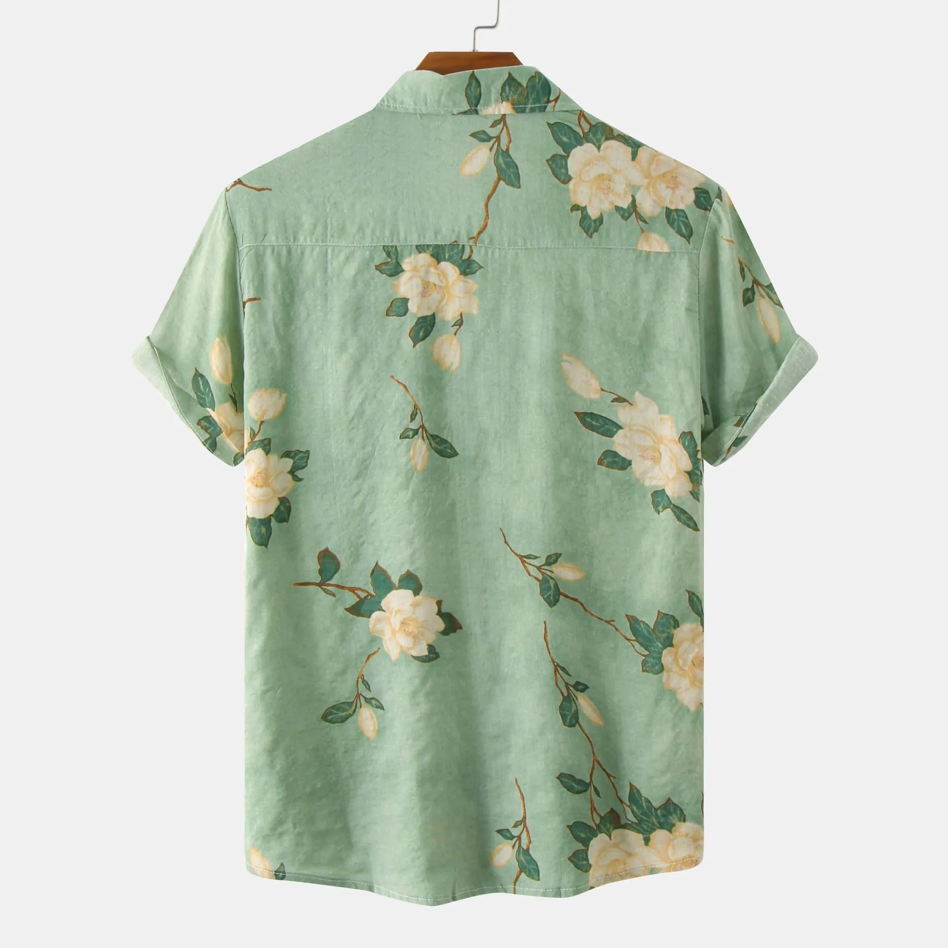 Men's Plus Size Floral Print Short Sleeve Button Down Shirt
