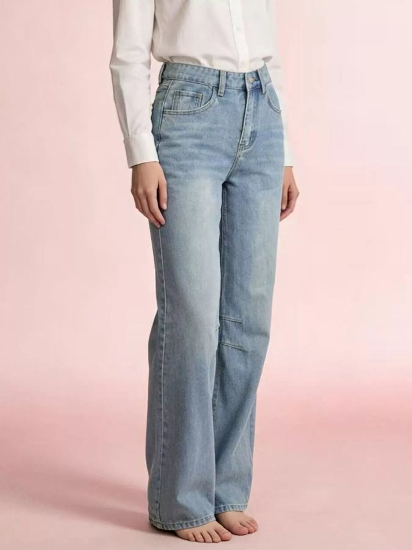 Wide Leg Wash Jeans