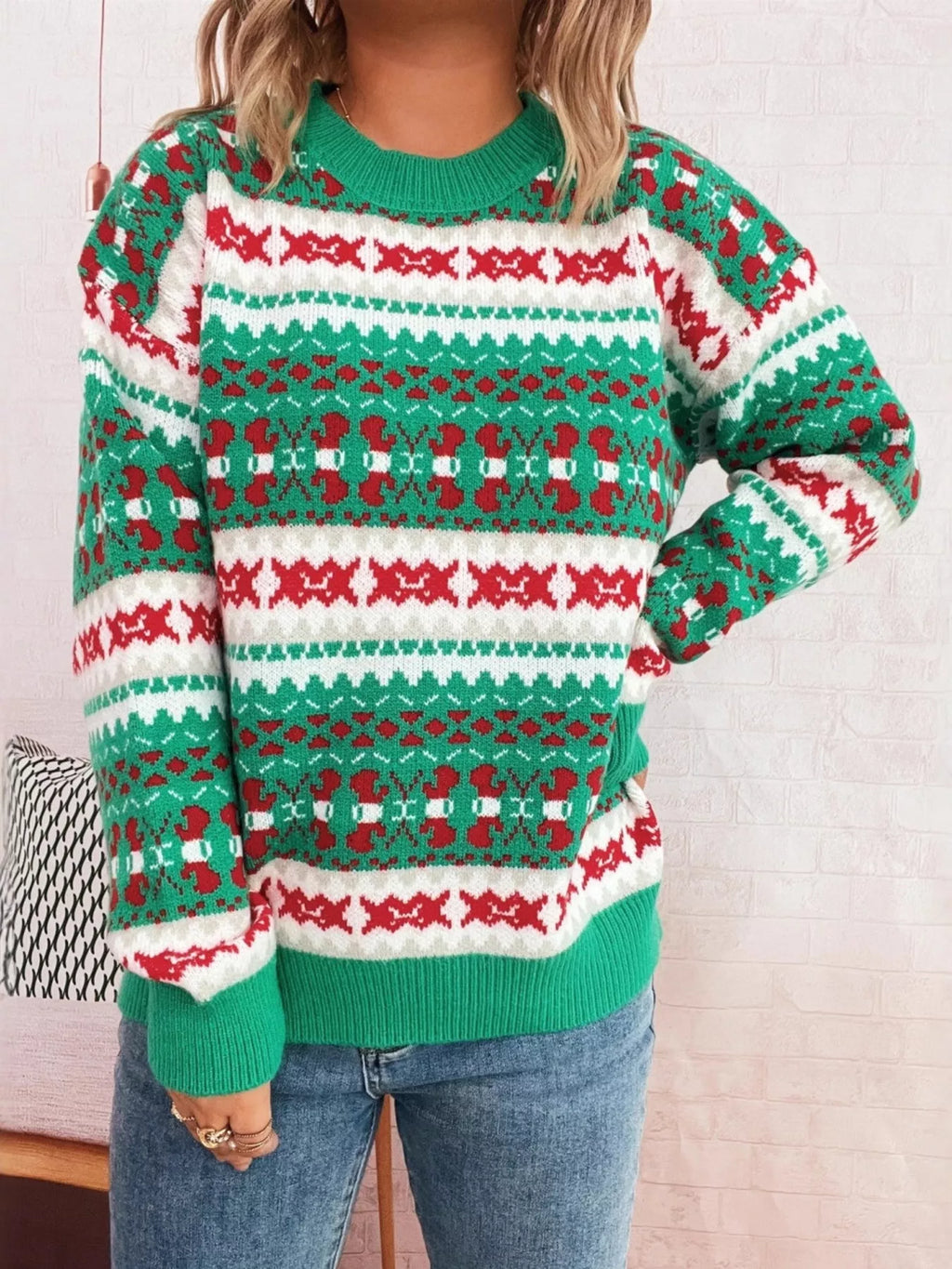 Round Neck Dropped Shoulder Sweater