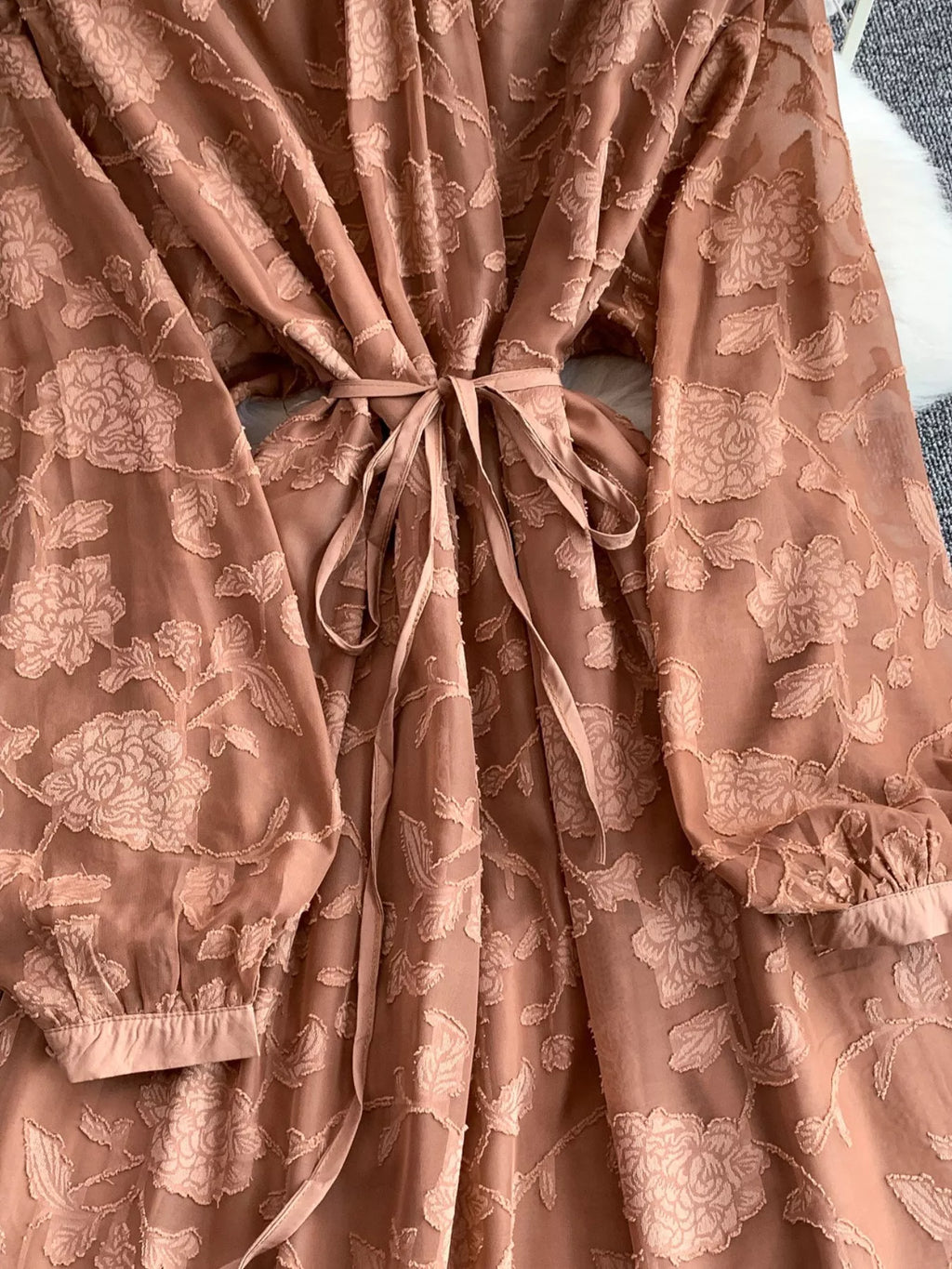 Tie Waist Long Sleeve Dress