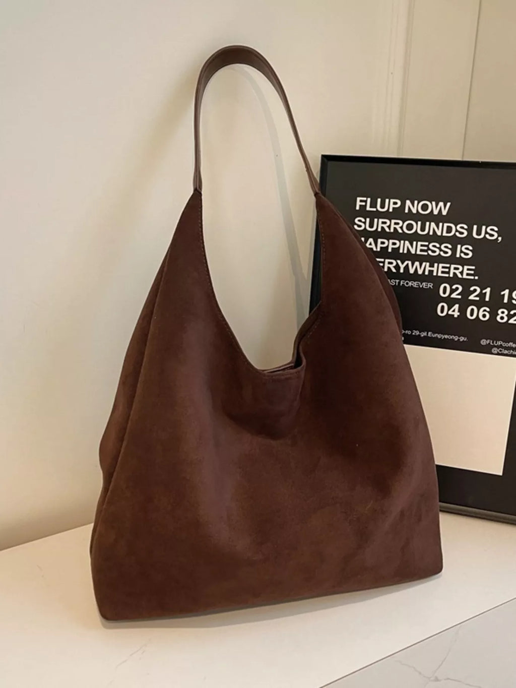 Solid Color Suede Tote Bag