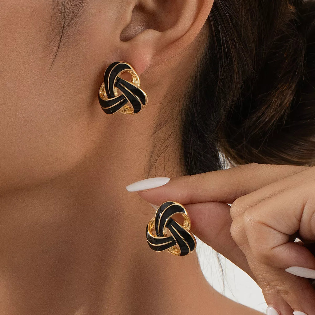 Twisted Knot Geometric Stud Earrings