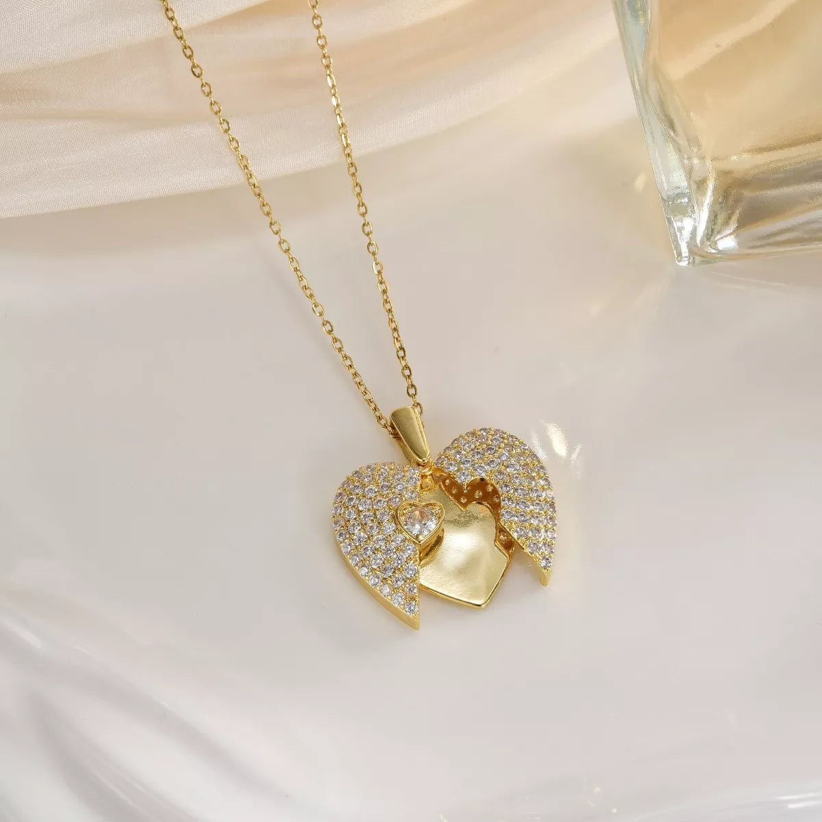 18K Gold-Plated Heart Locket Necklace