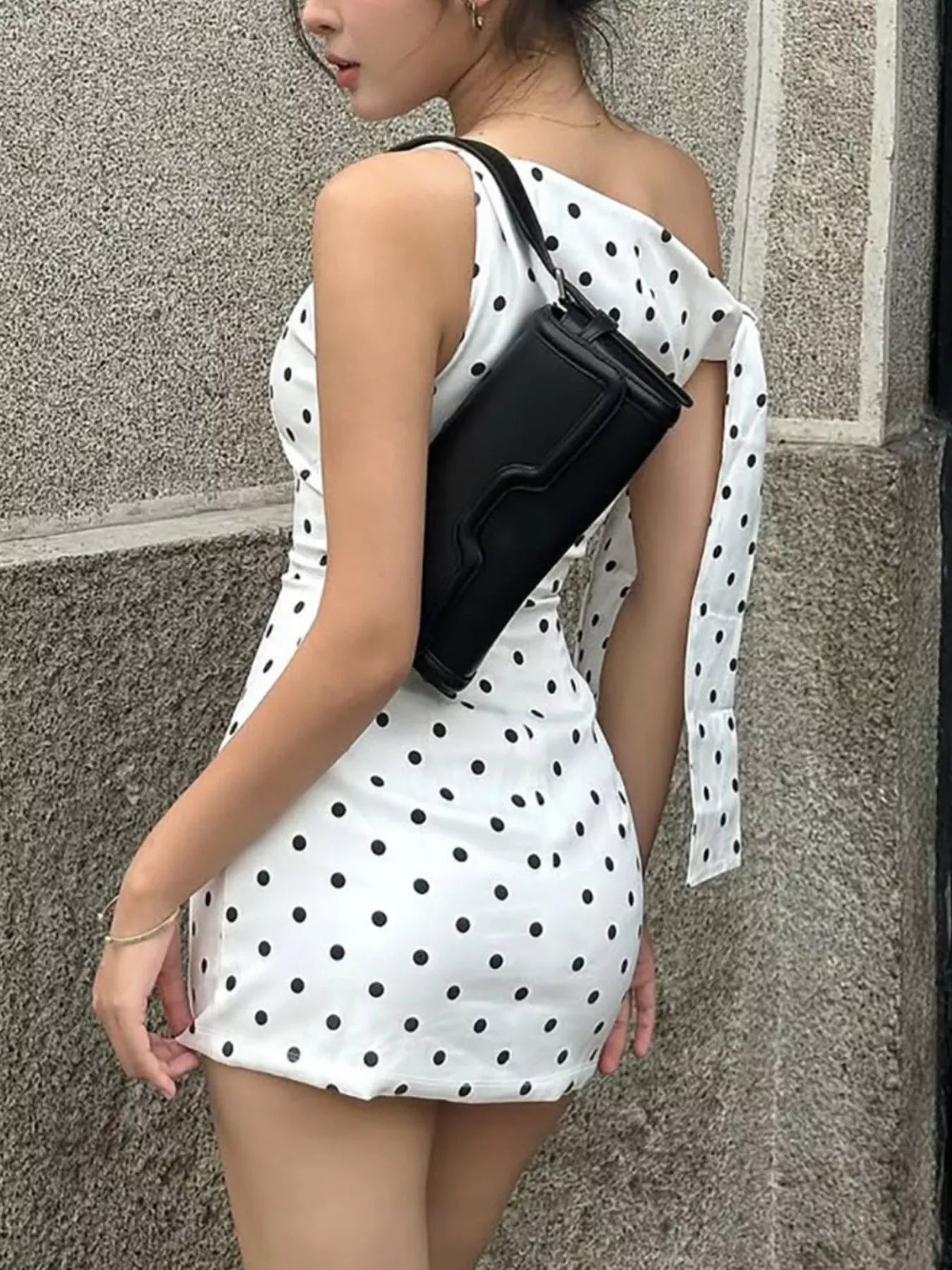 Polka Dot Sleeveless Mini Dress with Bow Accents