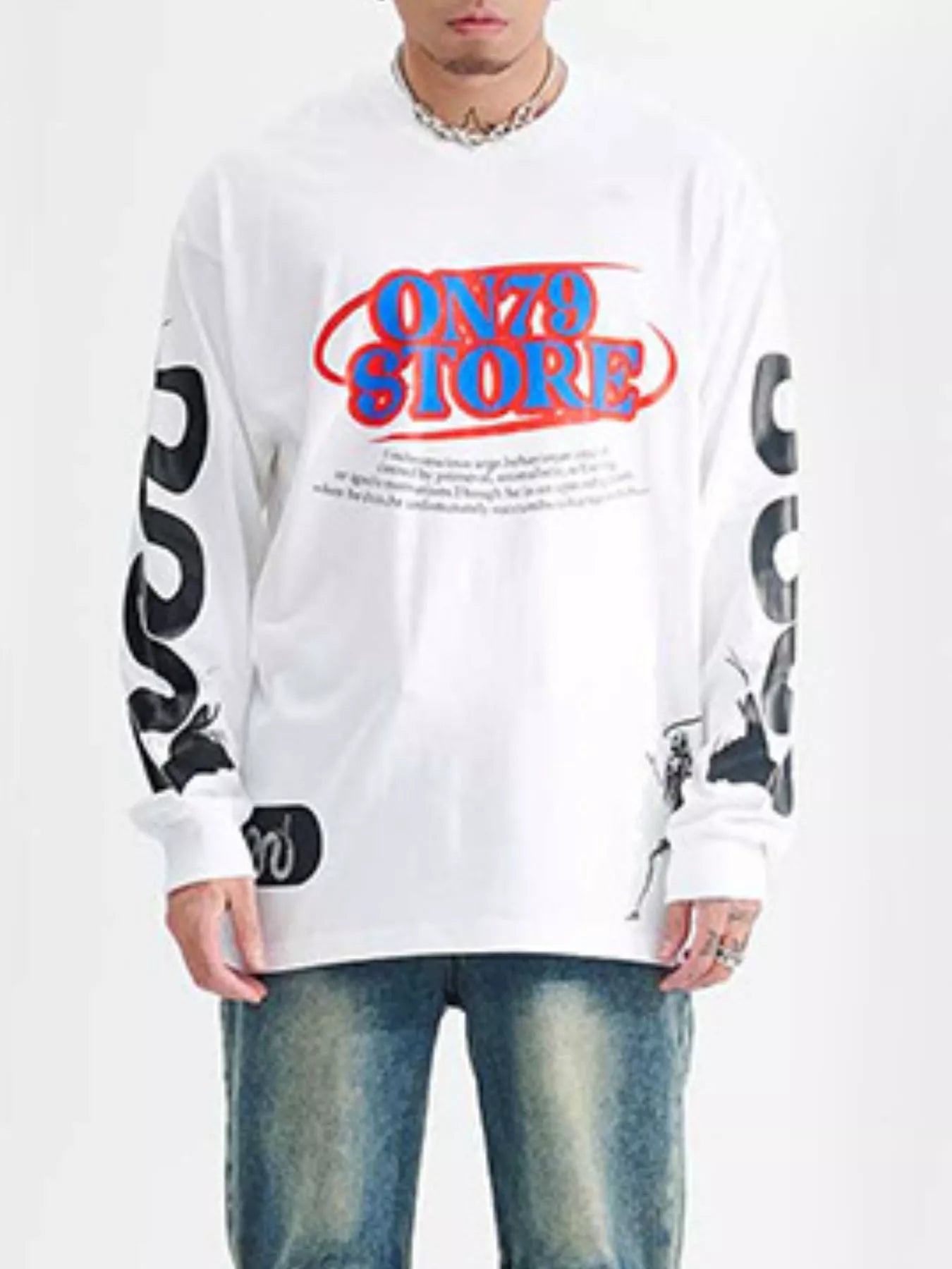 Men's Letter Round Neck Long Sleeve T-Shirt