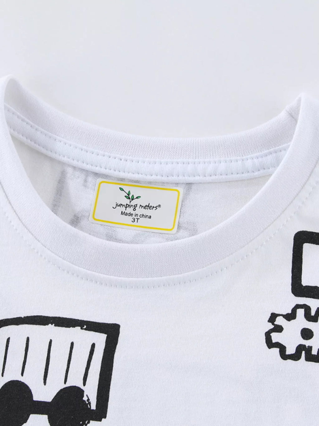 Children's Construction Vehicle Print Crew Neck Short Sleeve T-Shirt