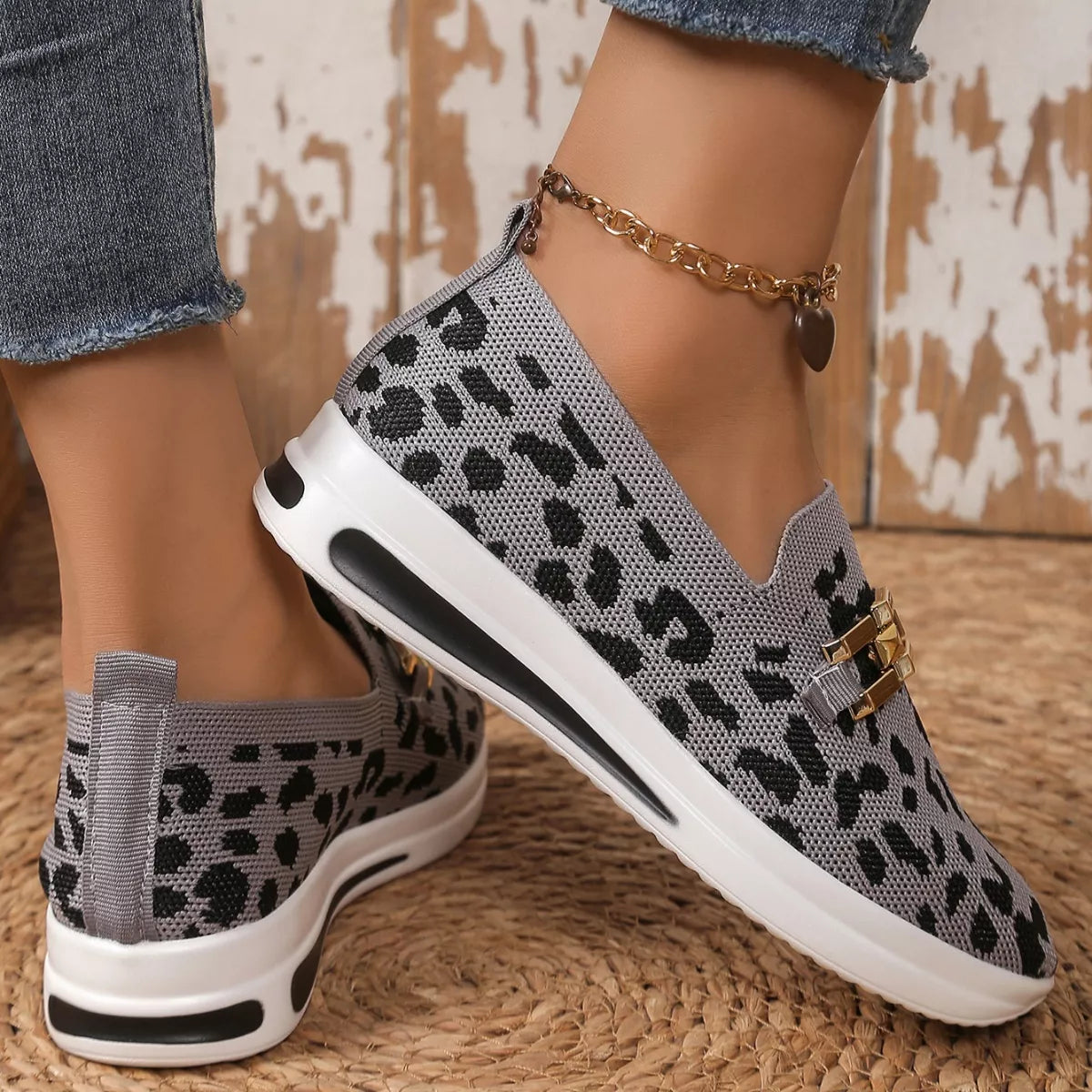 Leopard Round Toe Slip-Ons