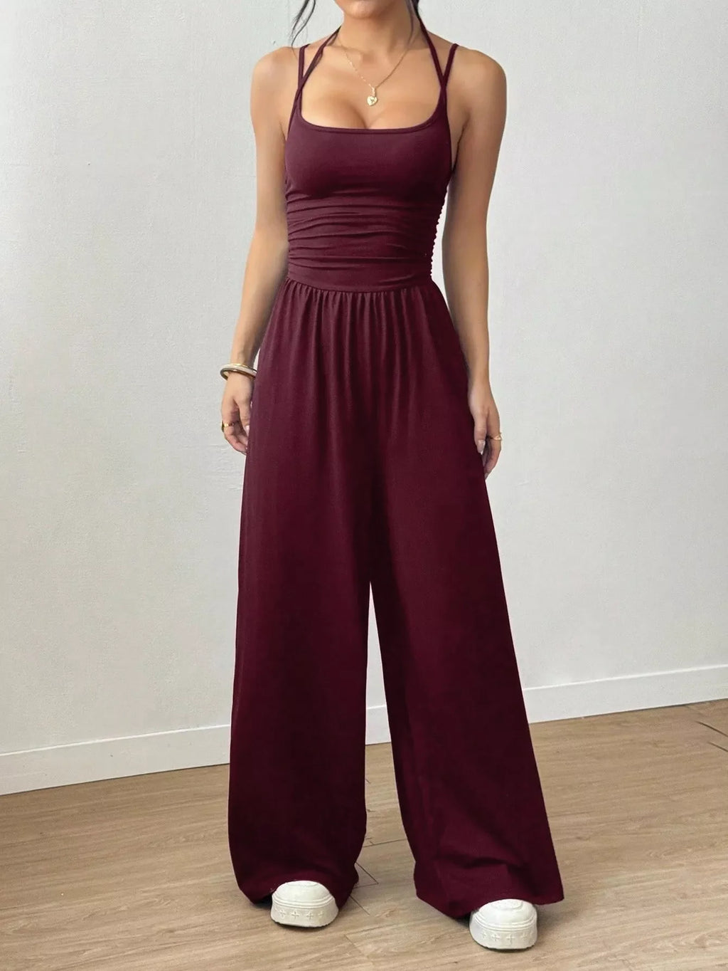 Spaghetti Strap Wide Leg Jumpsuit