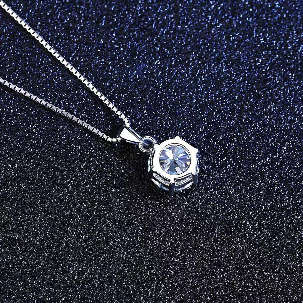 1 Carat Moissanite 925 Sterling Silver Pendant Necklace