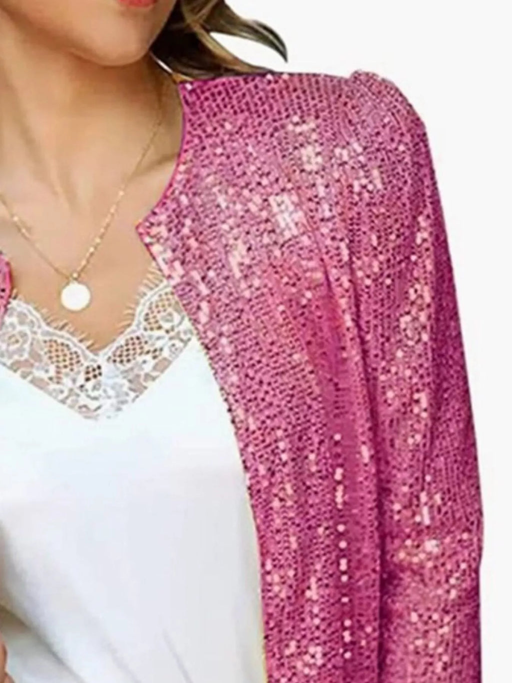 Full Size Sequin Long Sleeve Jacket Plus Size