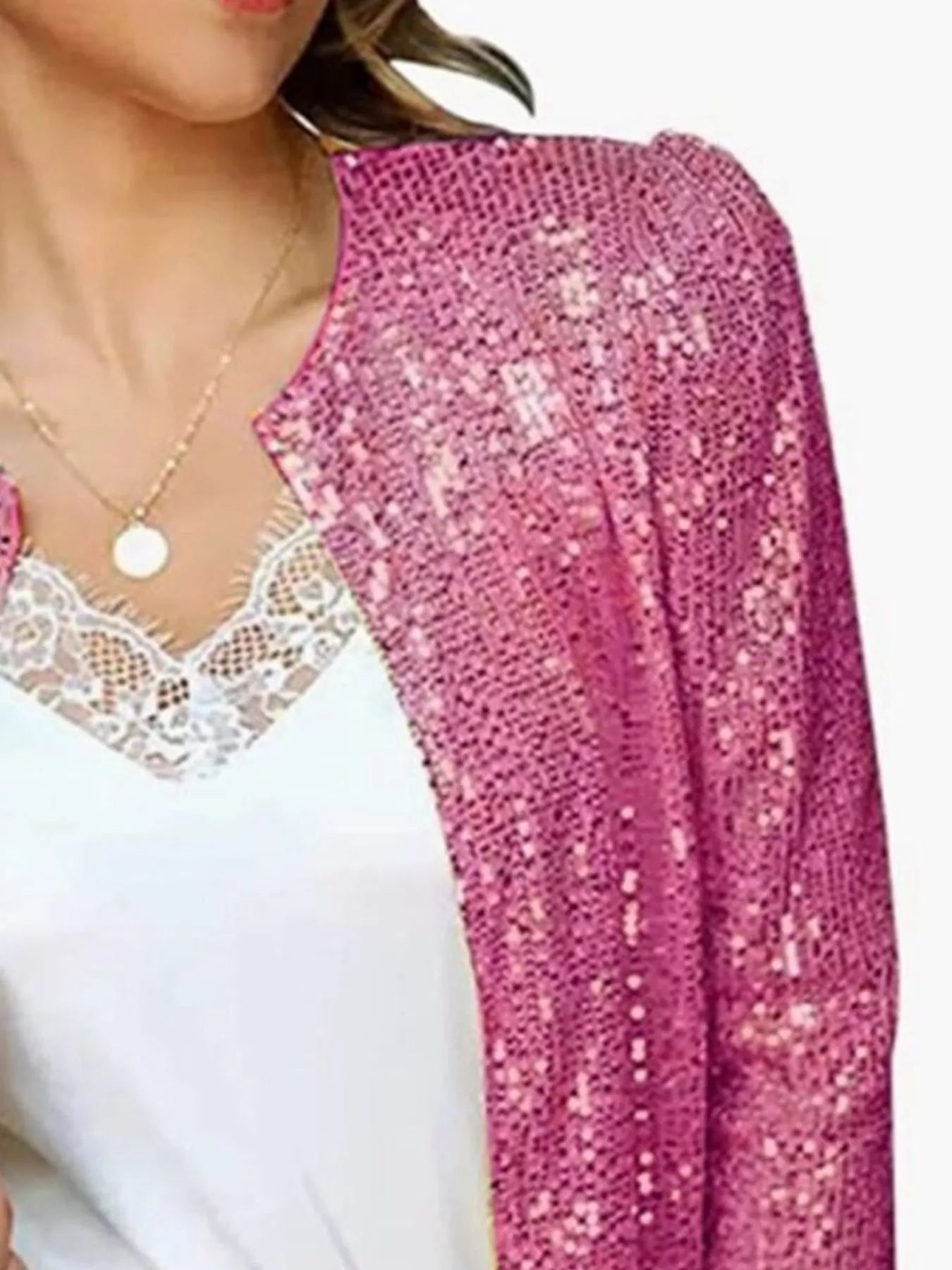 Full Size Sequin Long Sleeve Jacket Plus Size