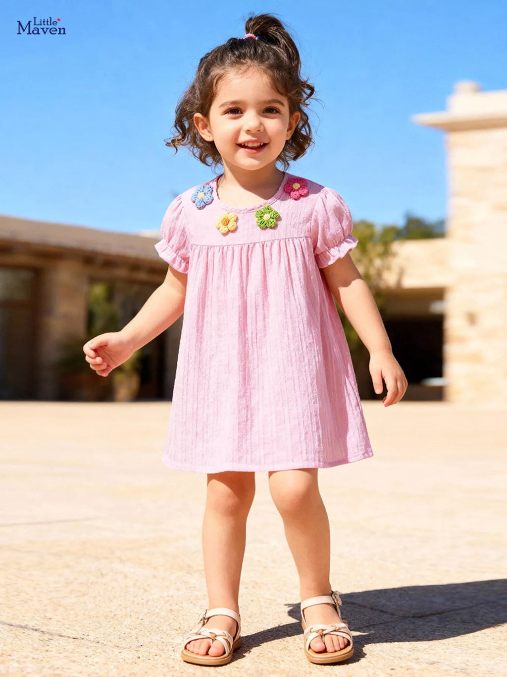 Children's Floral Ruffled Sleeve Dress