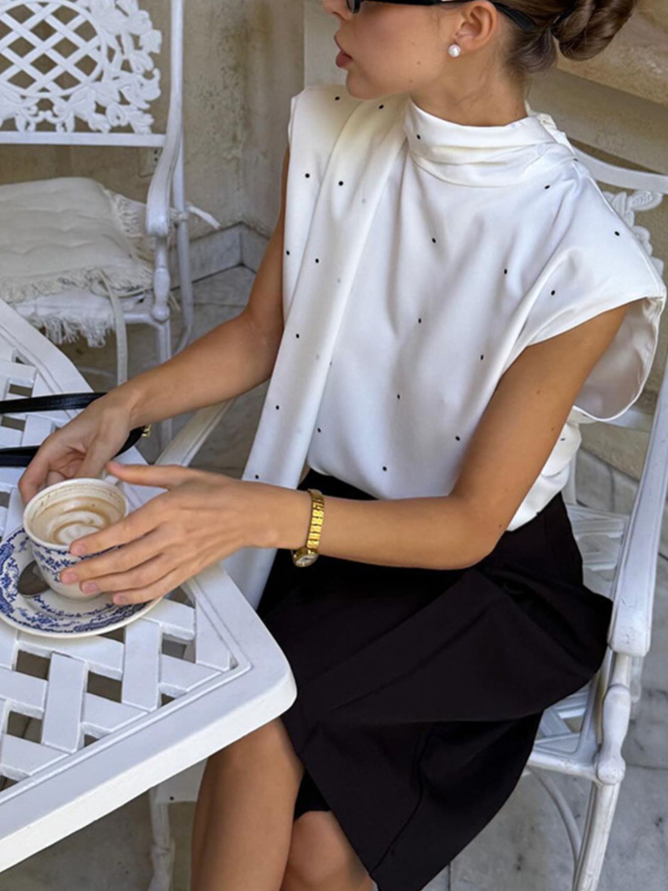 Polka Dot High Neck Tank