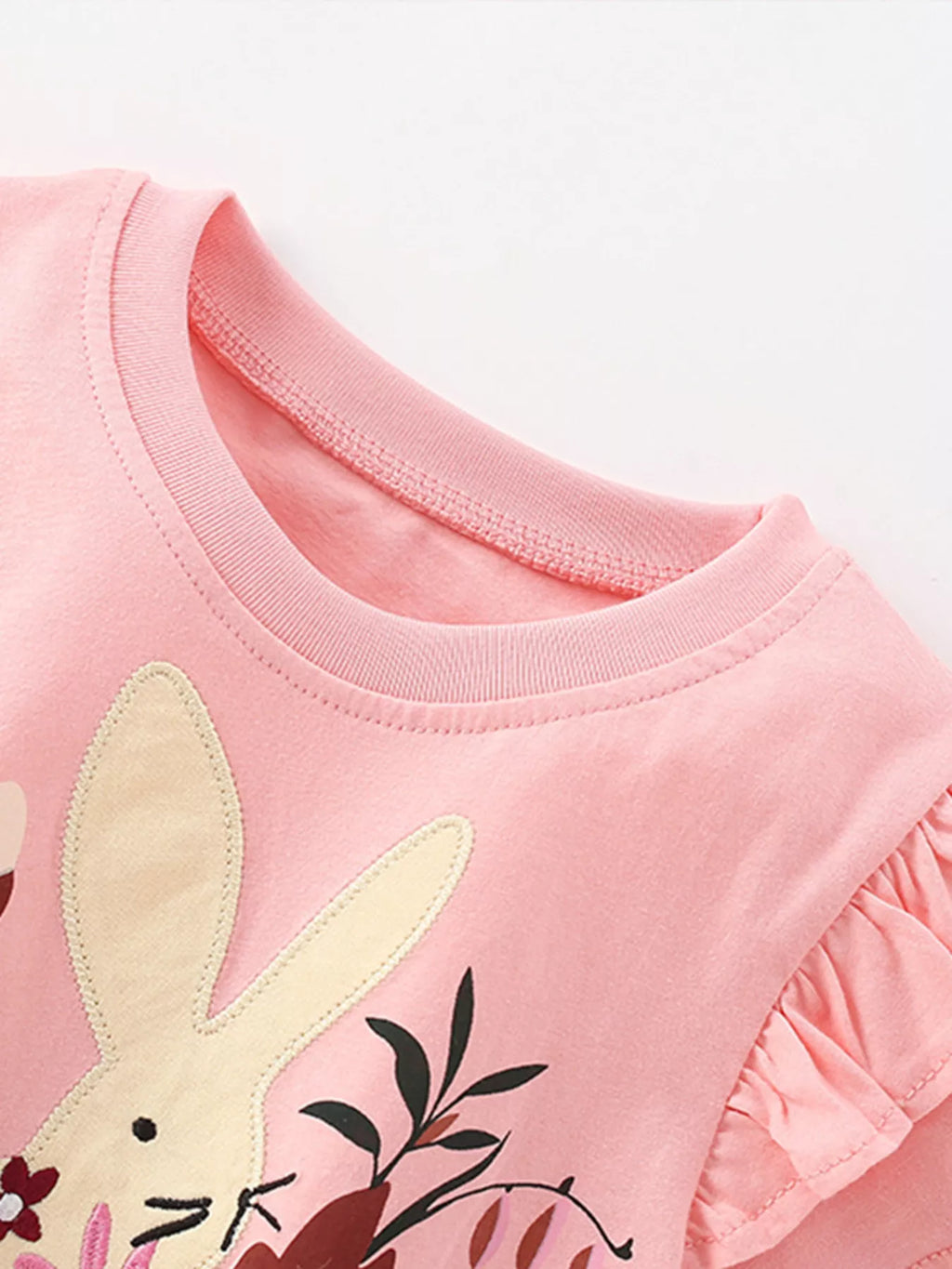 Children's Bunny Floral Ruffle Sleeve T-Shirt