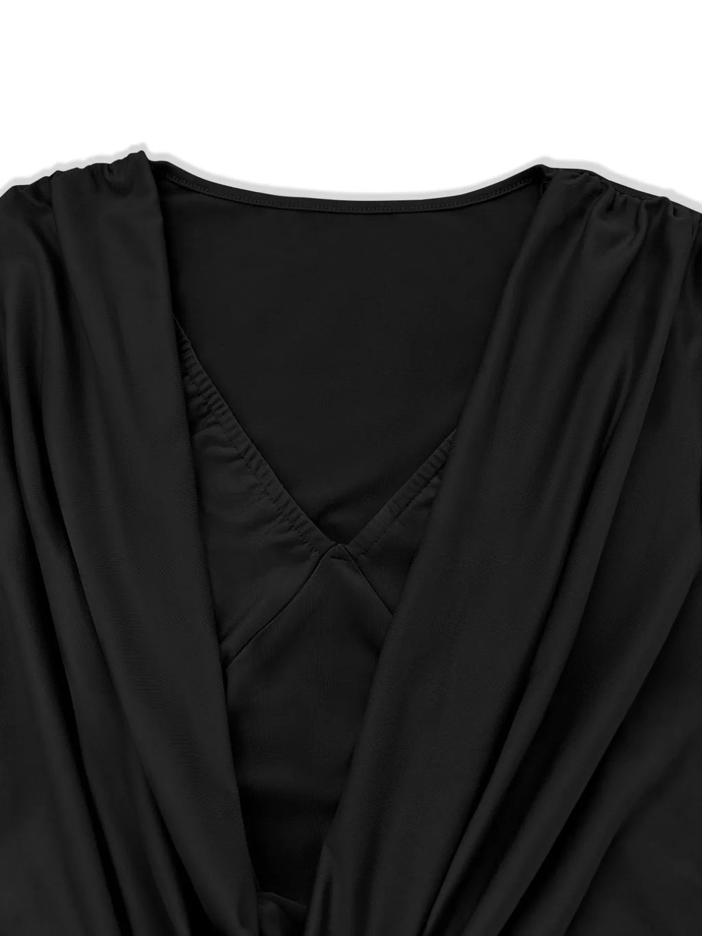 Draped V-Neck Long Sleeve Bodycon Mini Dress