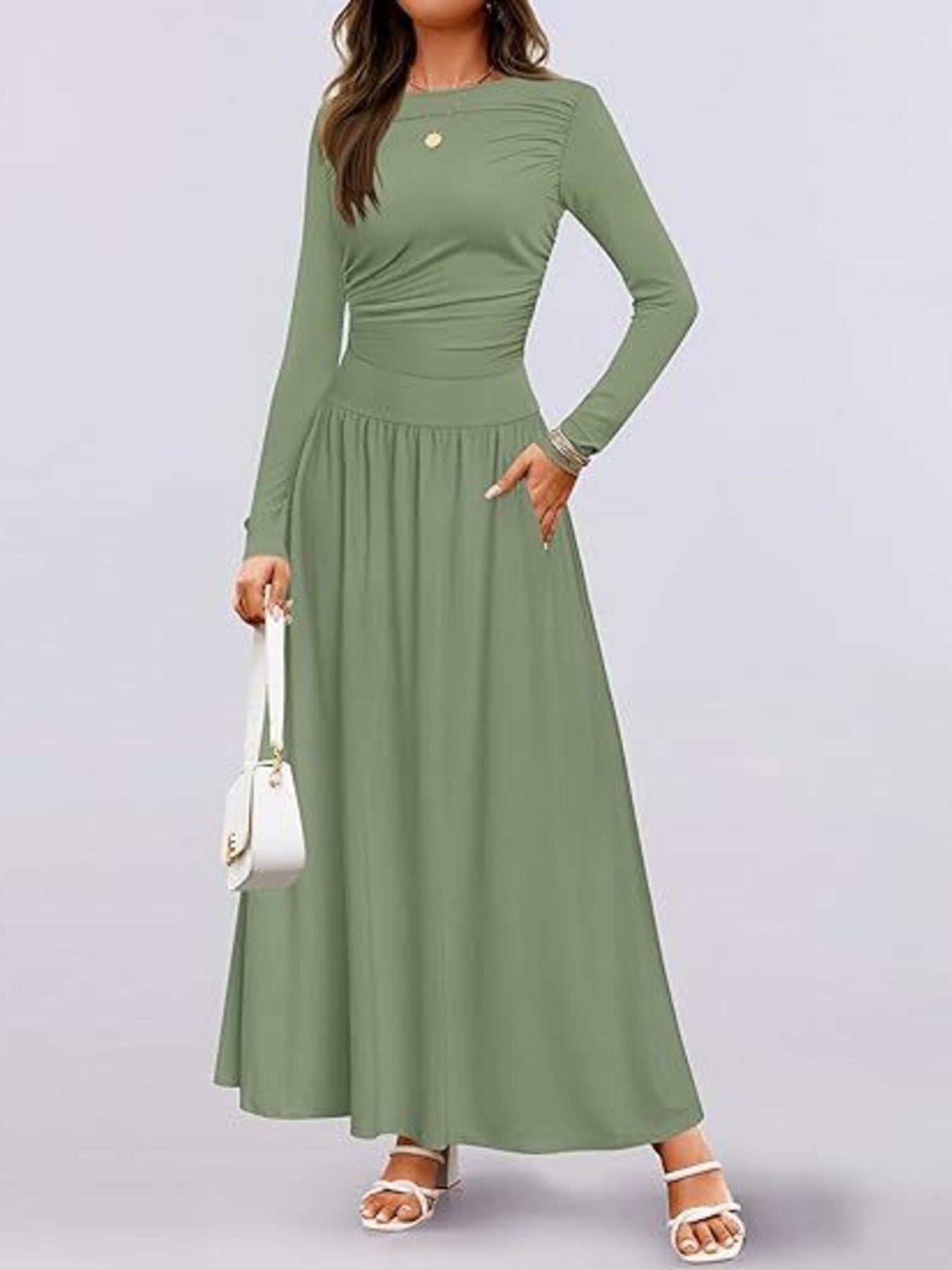 Long Sleeve Maxi Dress with Pockets