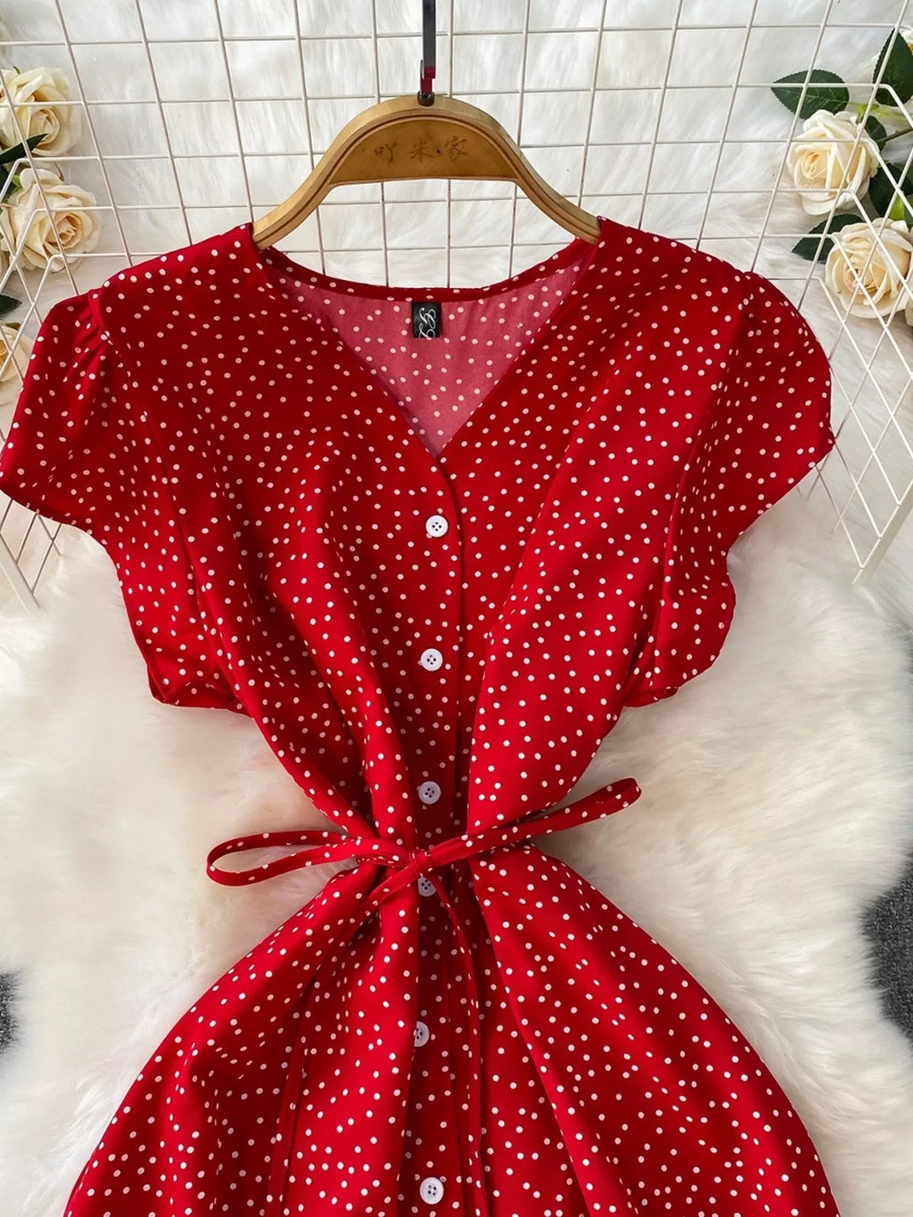 Polka Dot Button-Down Dress