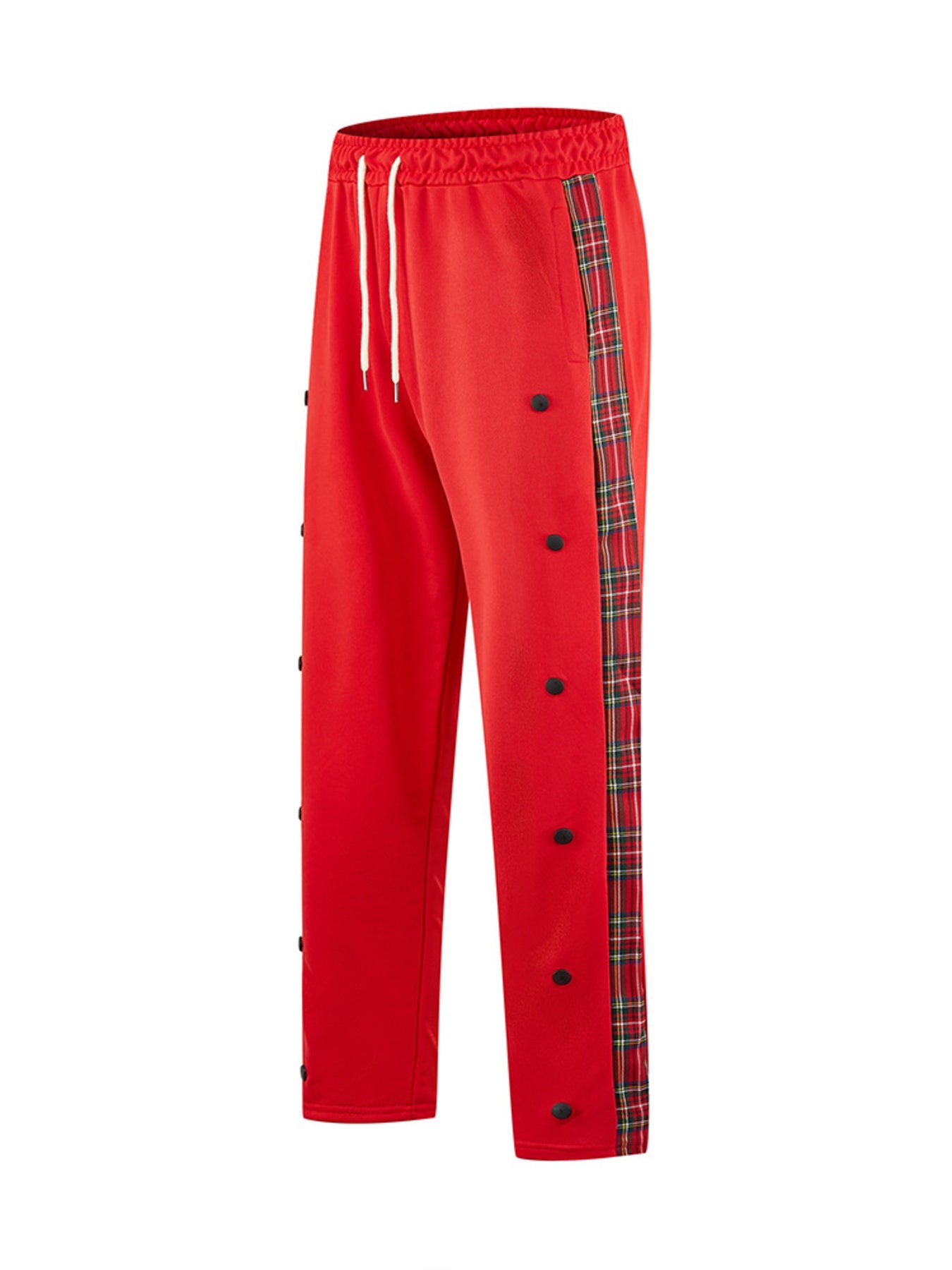 Men's Full Size Drawstring Plaid Side Stripe Pants Plus Size