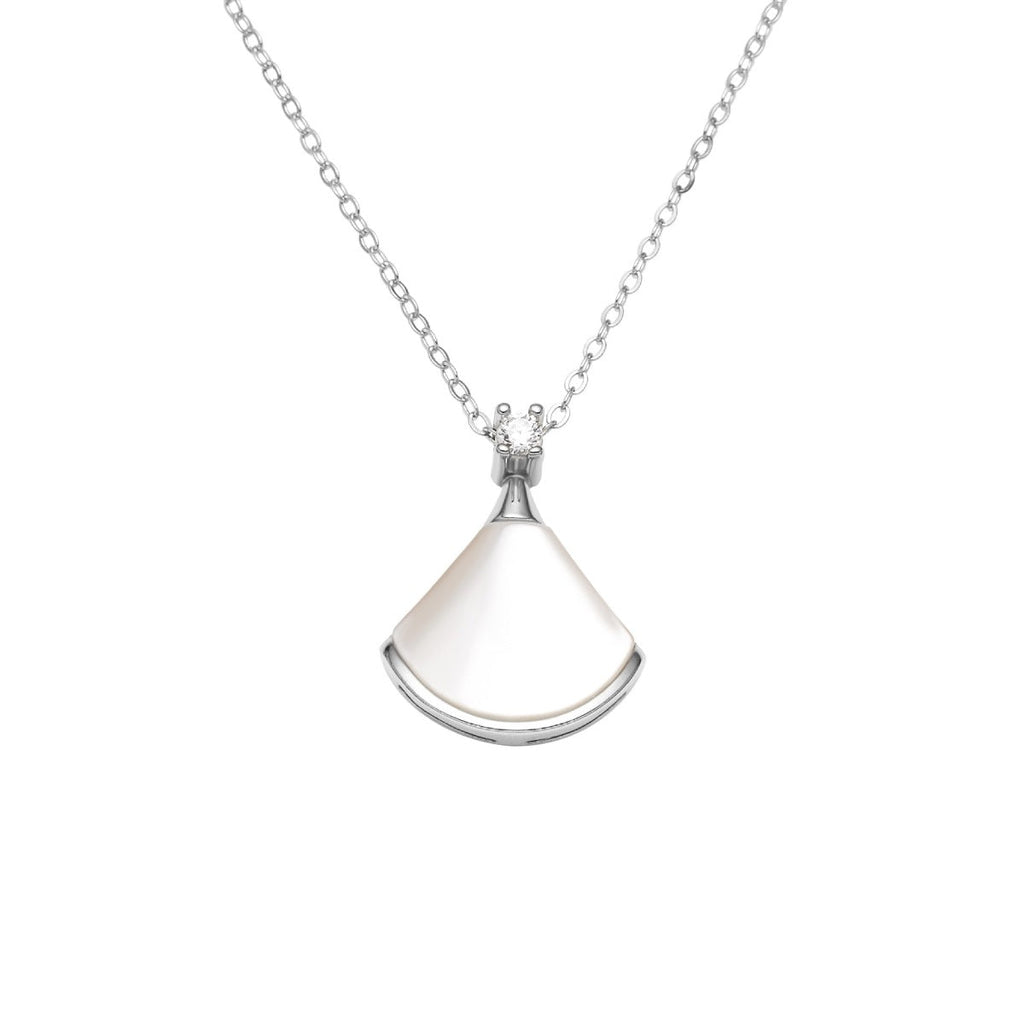 Fan-Shaped Mother of Pearl Pendant Necklace