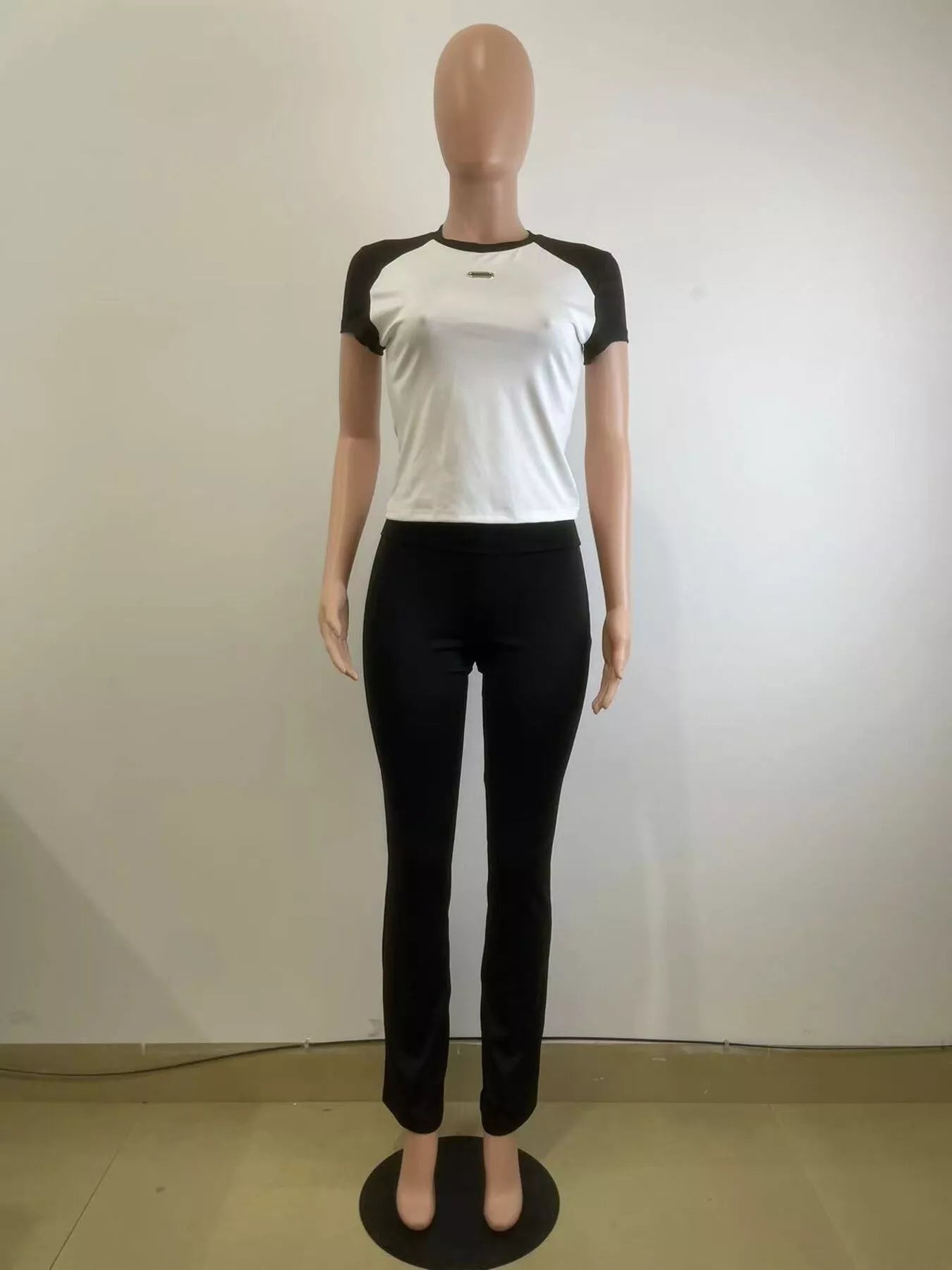 Contrast Short Sleeve Tee and Pants Set