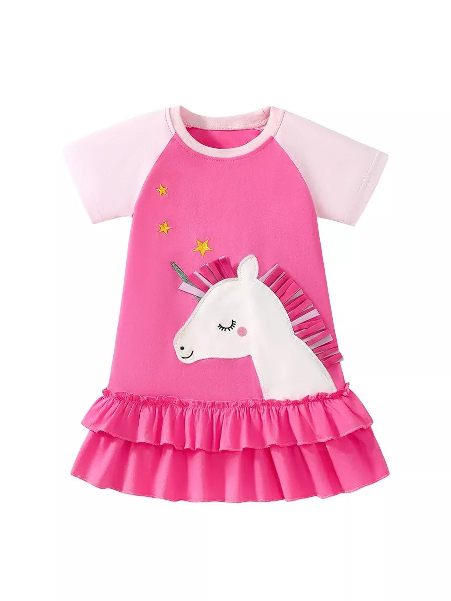 Children's Unicorn Ruffled Hem Dress