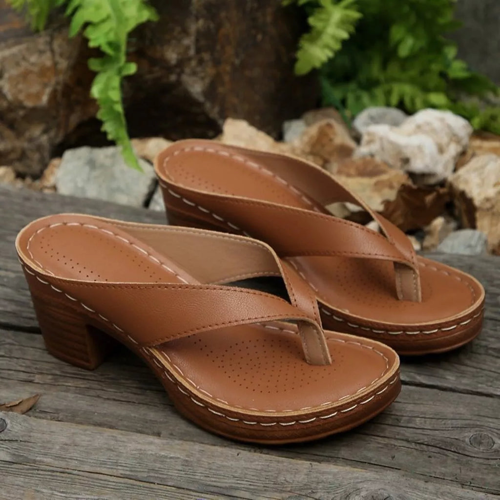 Toe Post Block Heels Sandals