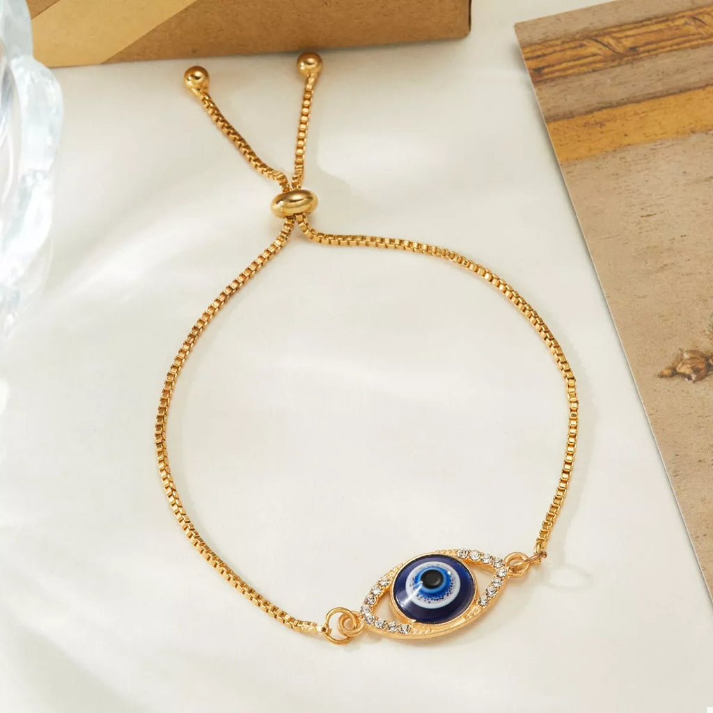 18K Gold-Plated Resin Evil Eye Adjustable Bracelet