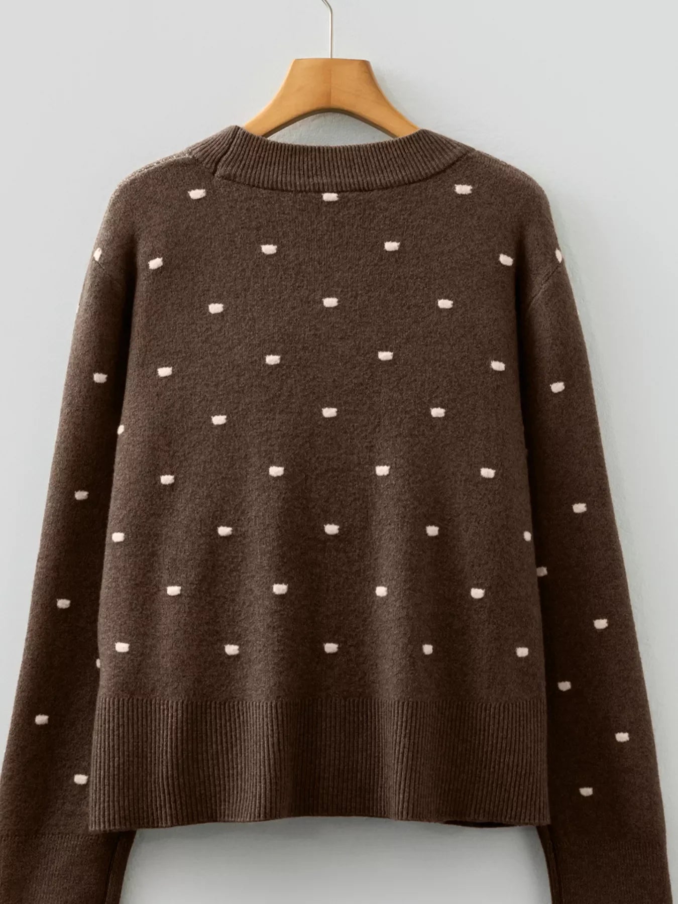 Dotted Print Ribbed Edge Knit Sweater