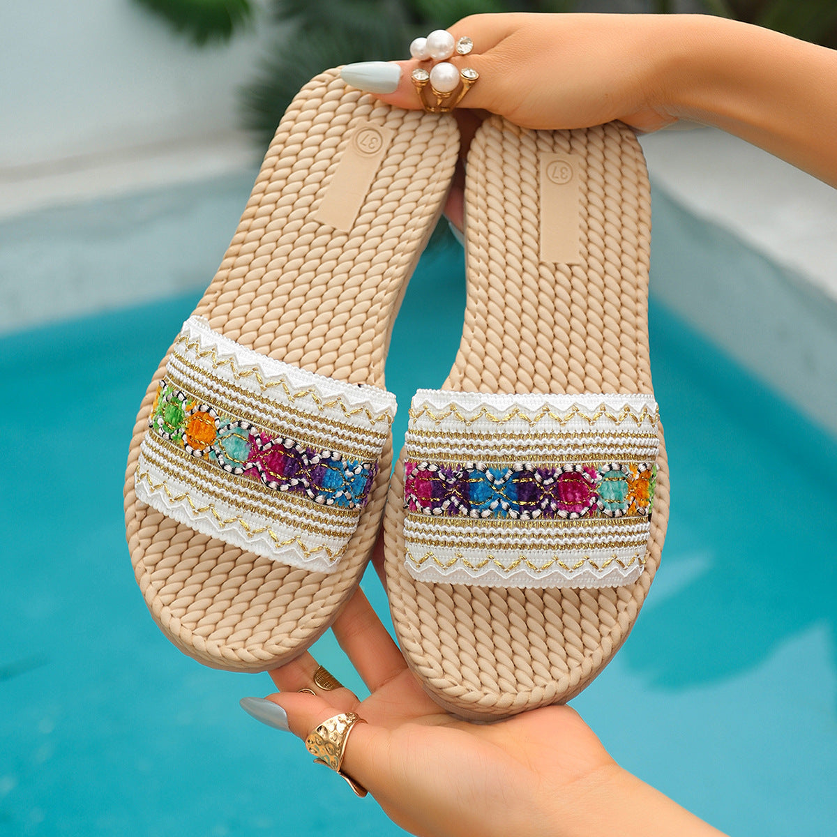 Woven Strap Open Toe Sandals