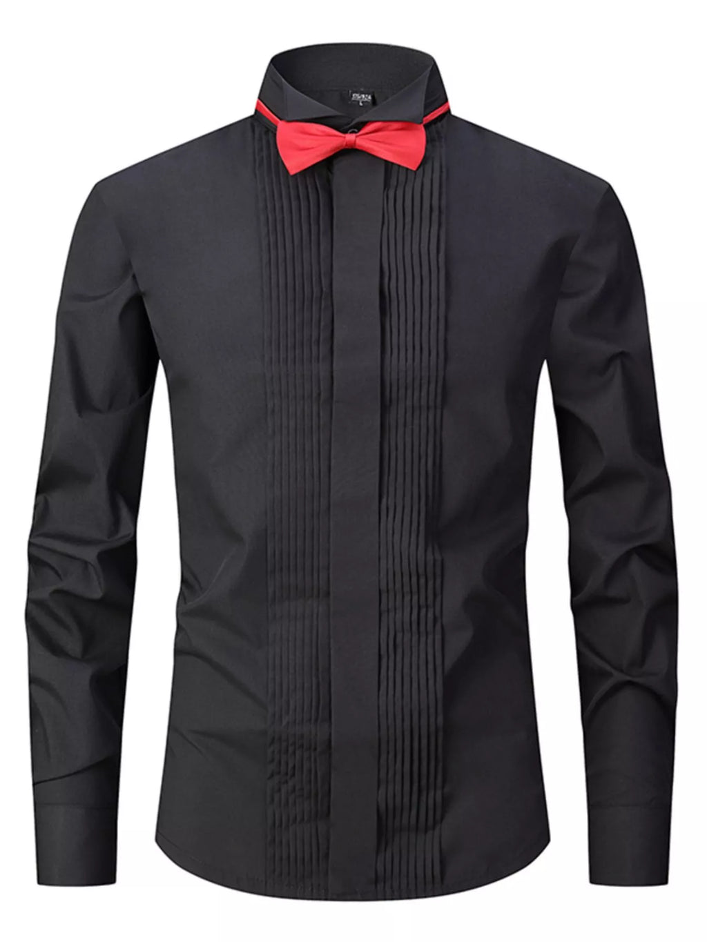 Men's Full Size Long Sleeve Shirt with Bow Tie Plus Size