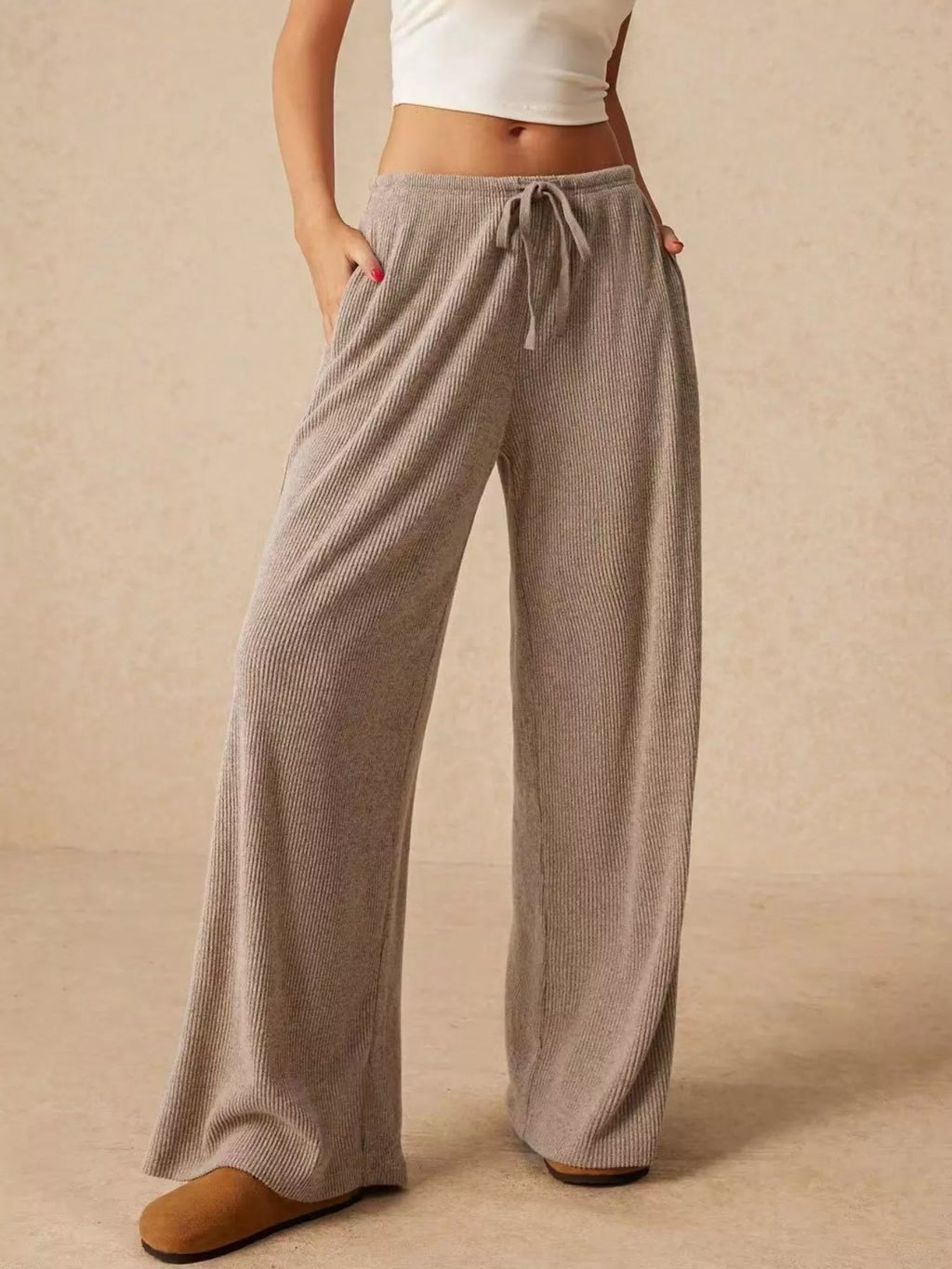 Drawstring Wide Leg Pants