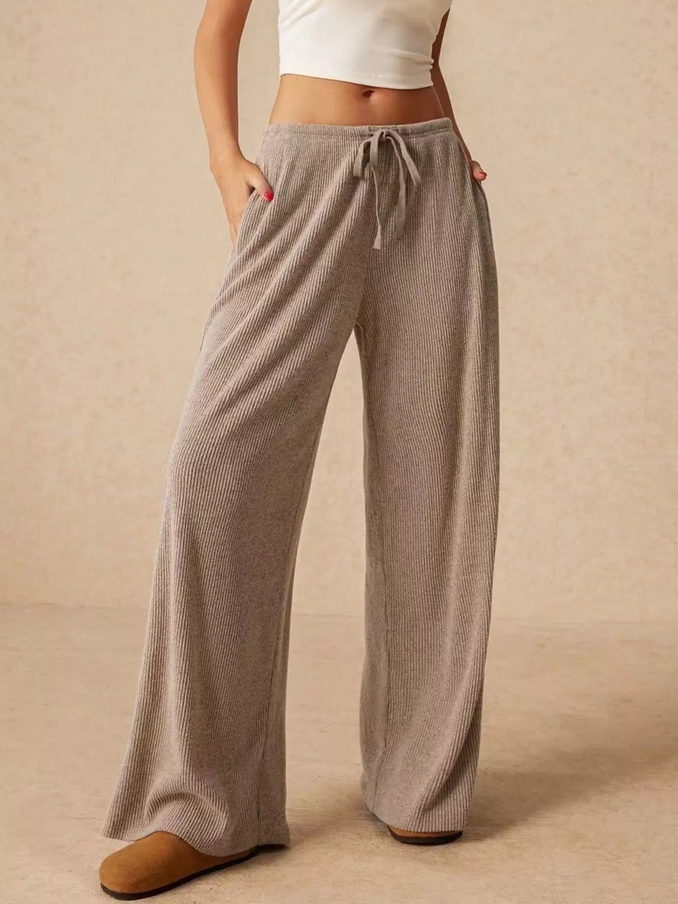 Drawstring Wide Leg Pants