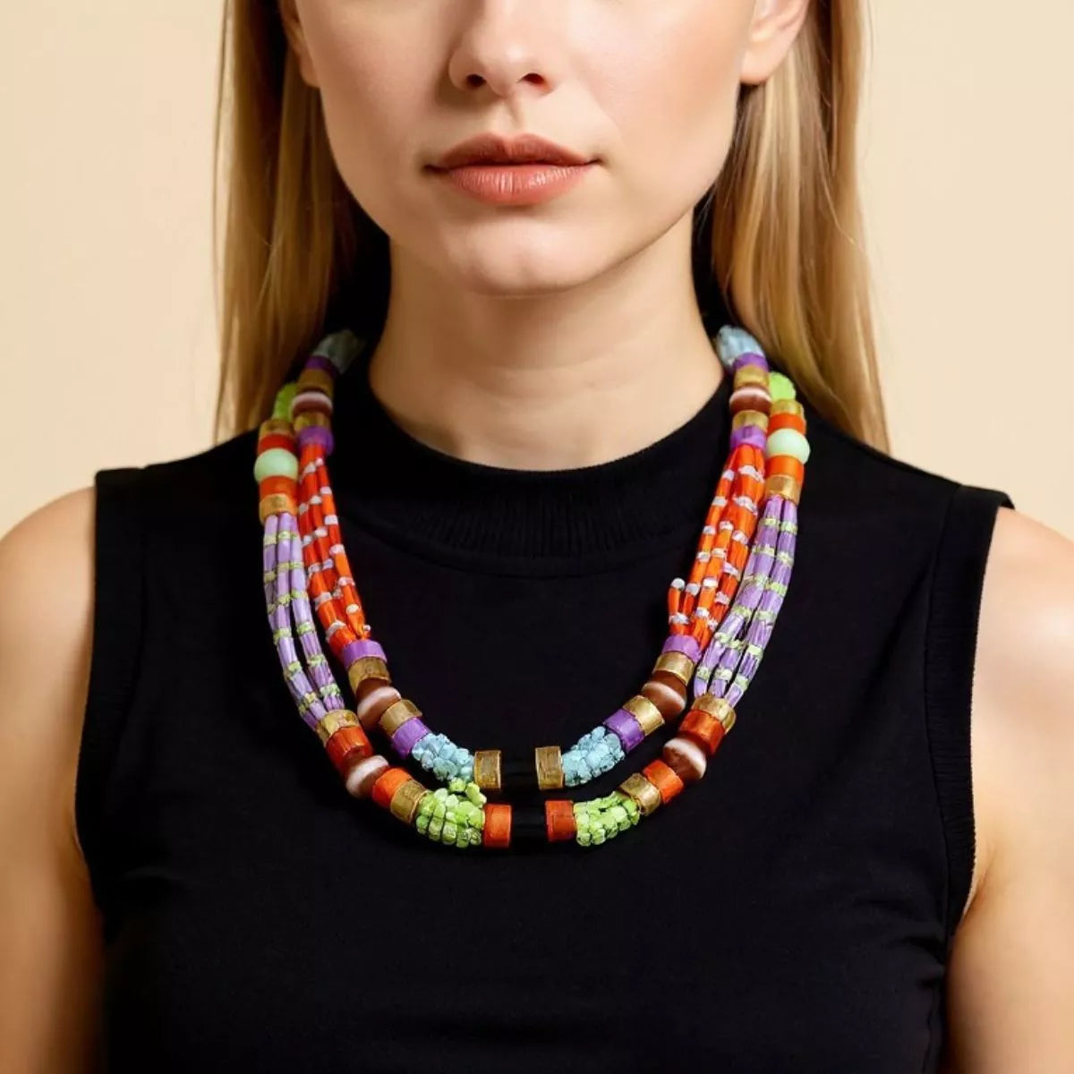 2 Piece Artificial Crystal Bead Necklace
