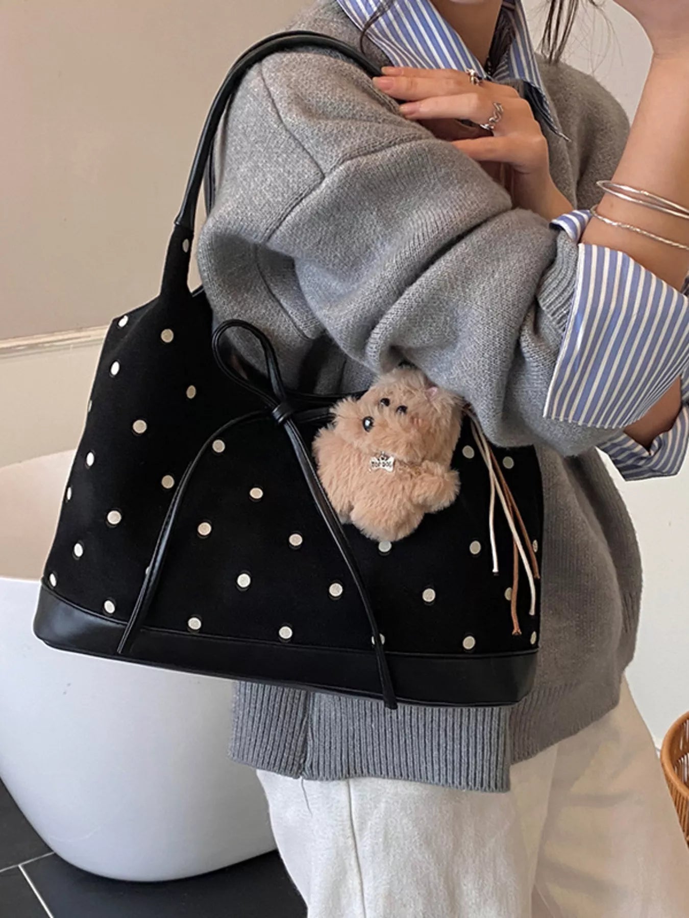 Polka Dot Bow Shoulder Bag