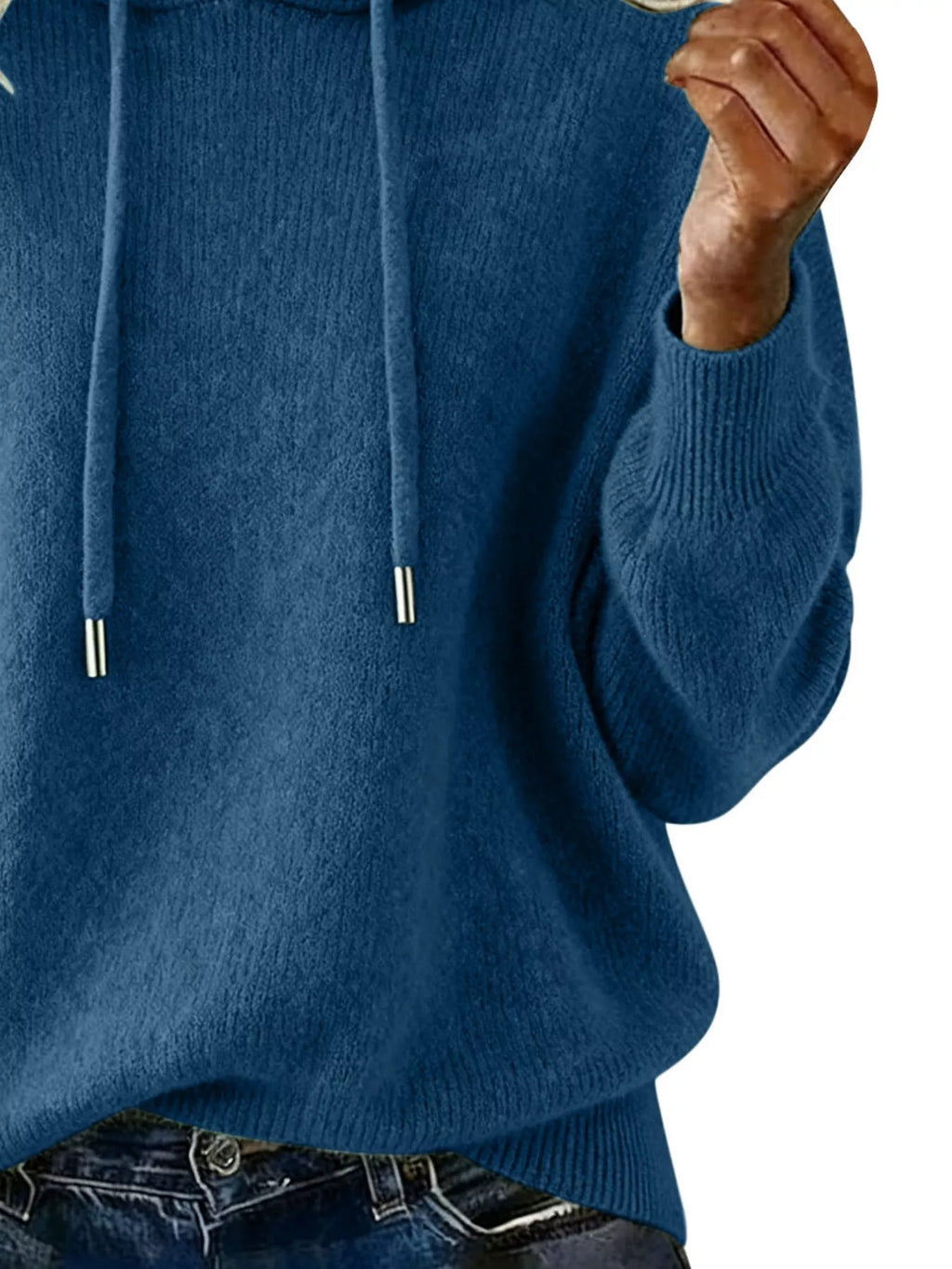 Drawstring Long Sleeve Hooded Sweater