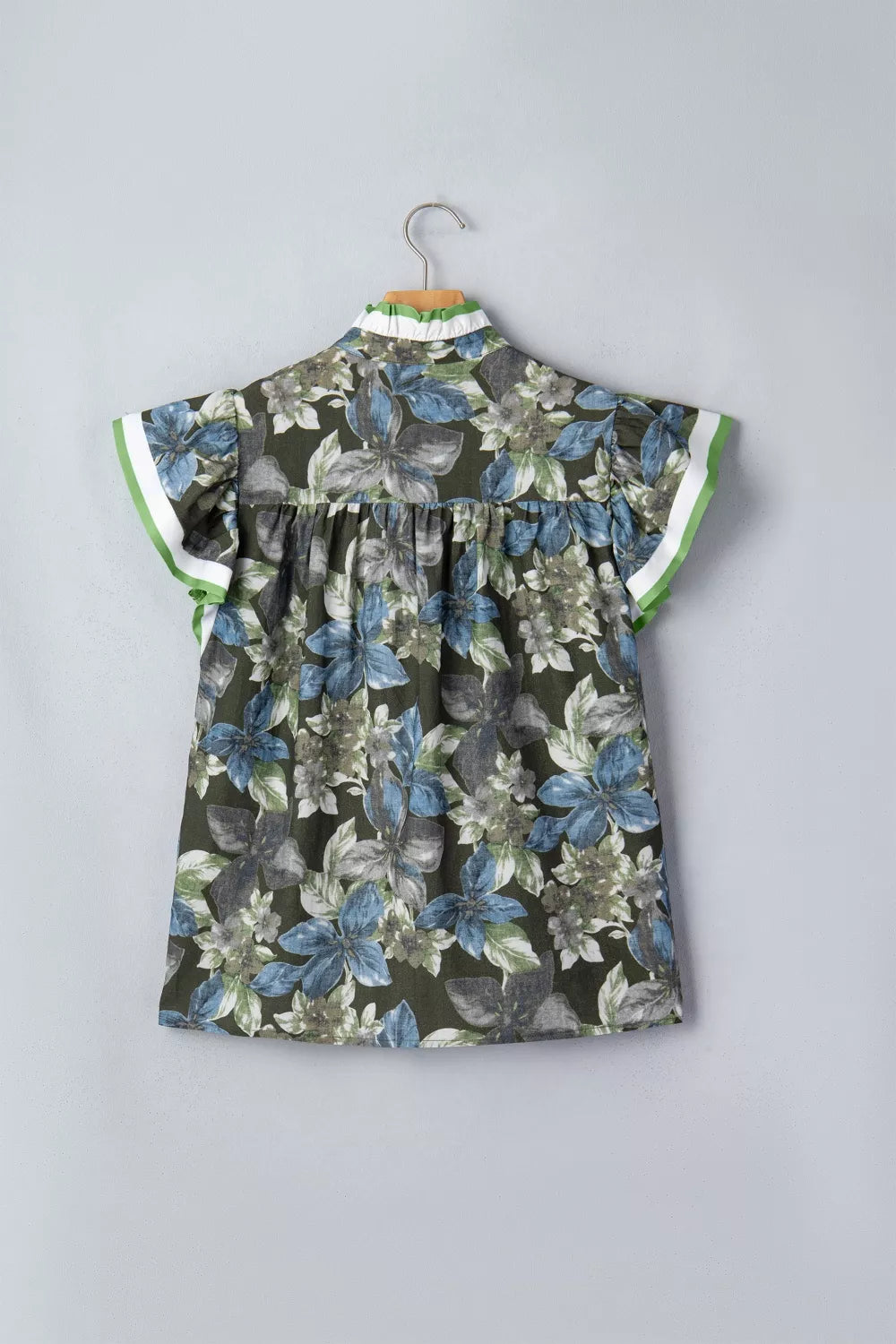 Ruffled Short Sleeve Floral Summer Blouse