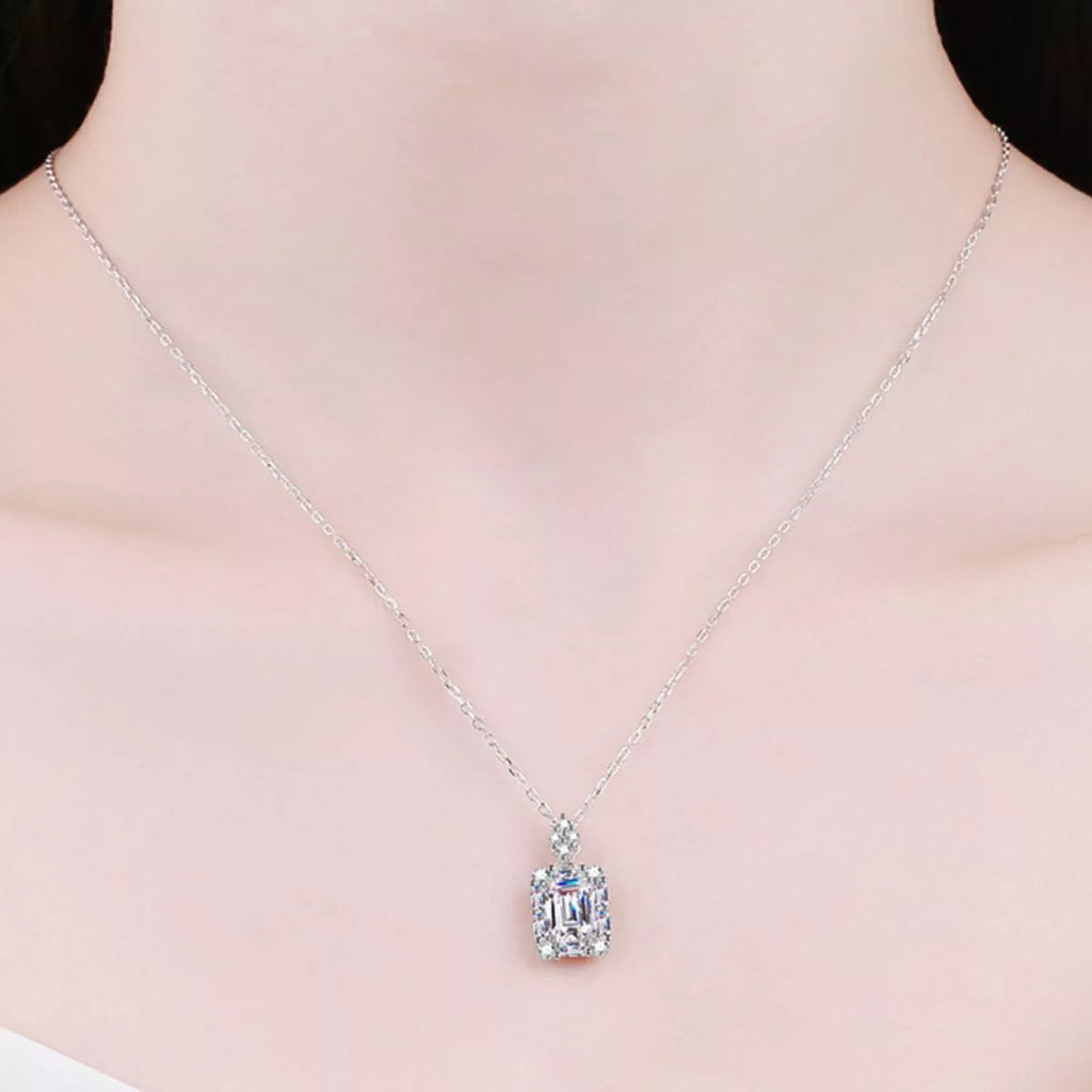 1 Carat 925 Sterling Silver Moissanite Pendant Necklace