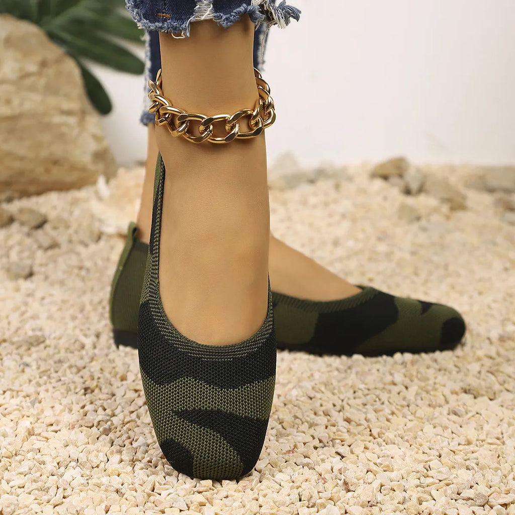 Camouflage Mesh Knit Flat Loafers
