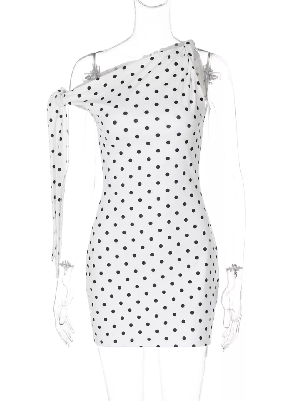 Polka Dot Sleeveless Mini Dress with Bow Accents