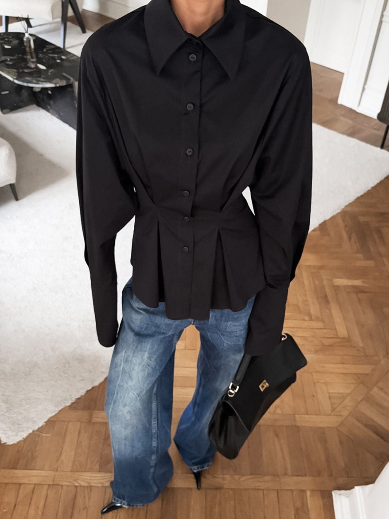 Button Up Cuff Detail Shirt