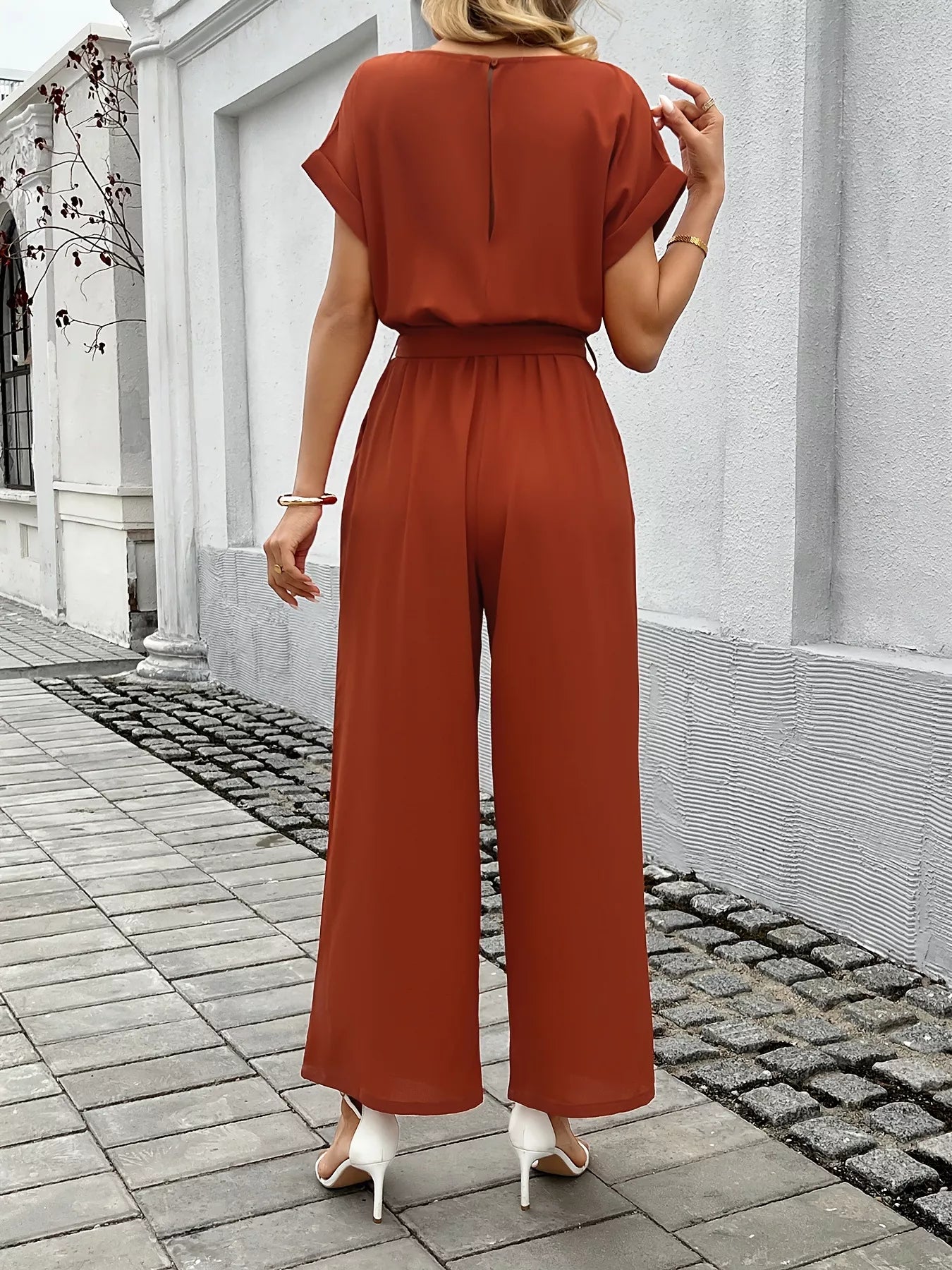 Tie Waist Wide Leg Jumpsuit