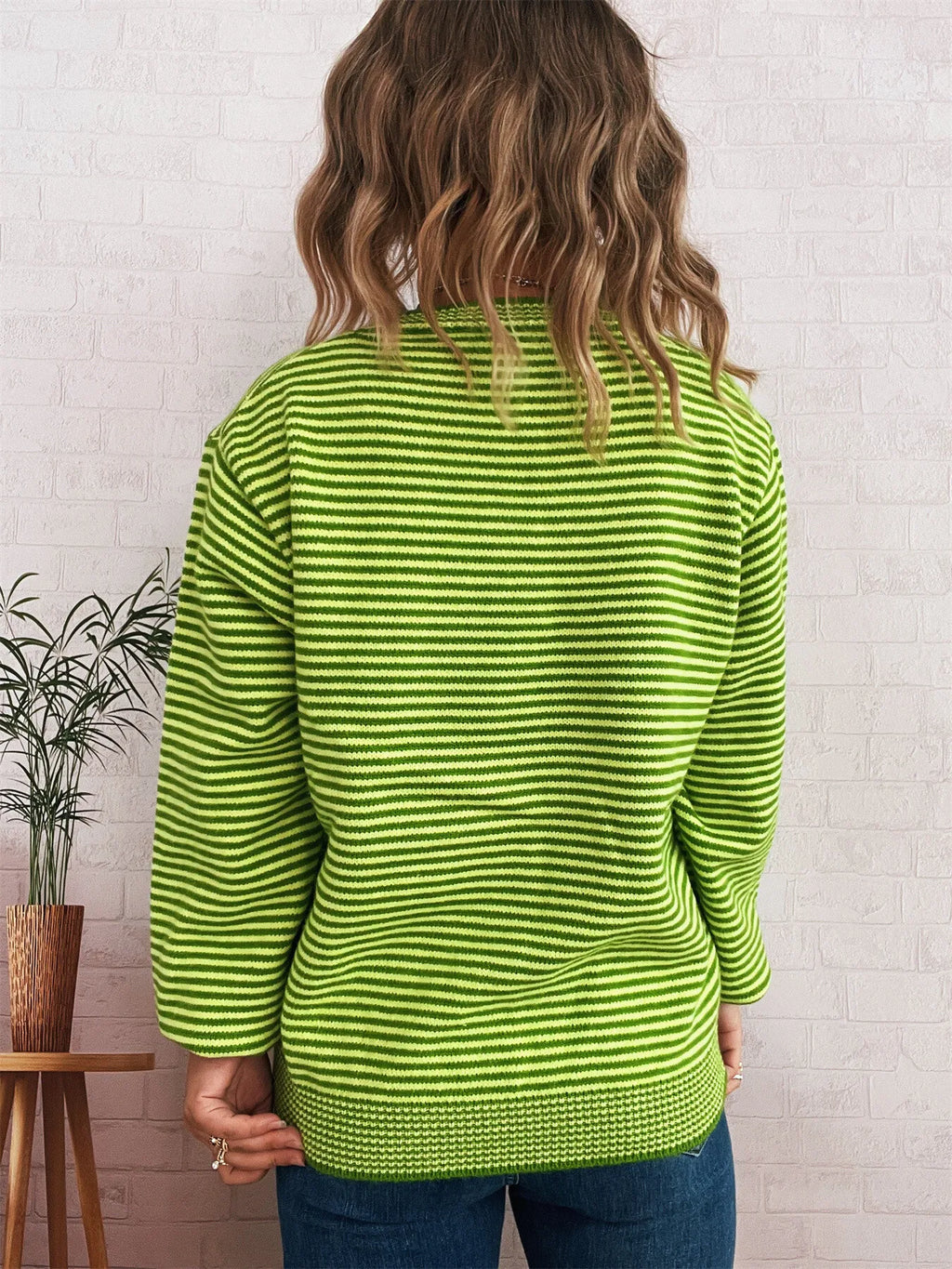 Striped Button Up Long Sleeve Cardigan