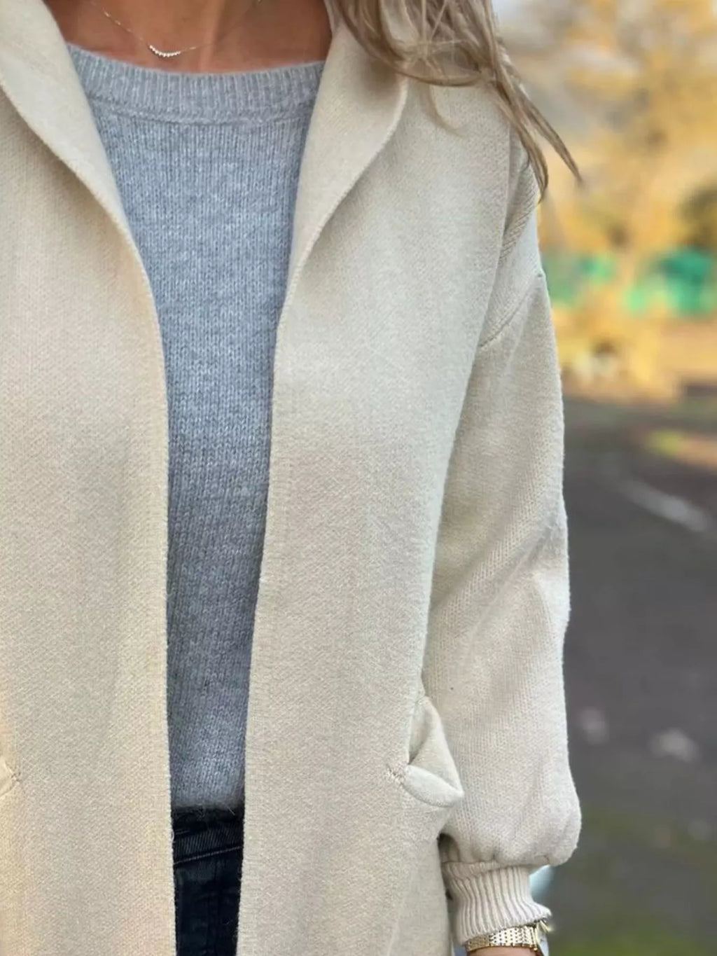 Full Size Open Front Drop Shoulder Hooded Cardigan Plus Size