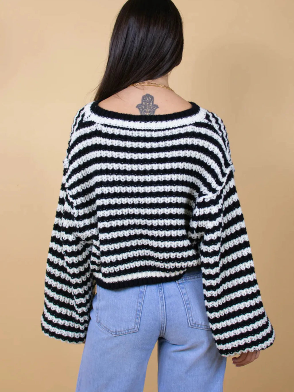 Oversized Striped Drop Shoulder Sweater