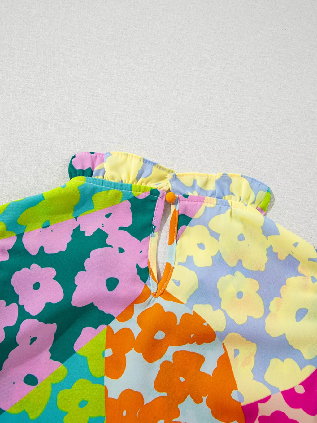 Printed Ruffled Cap Sleeve Blouse