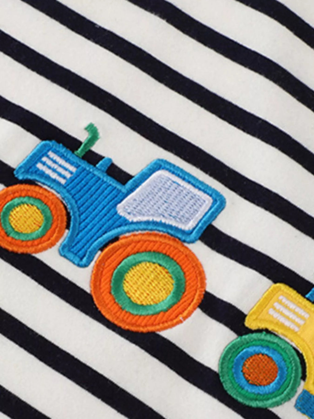 Children's Embroidered Striped Round Neck T-Shirt