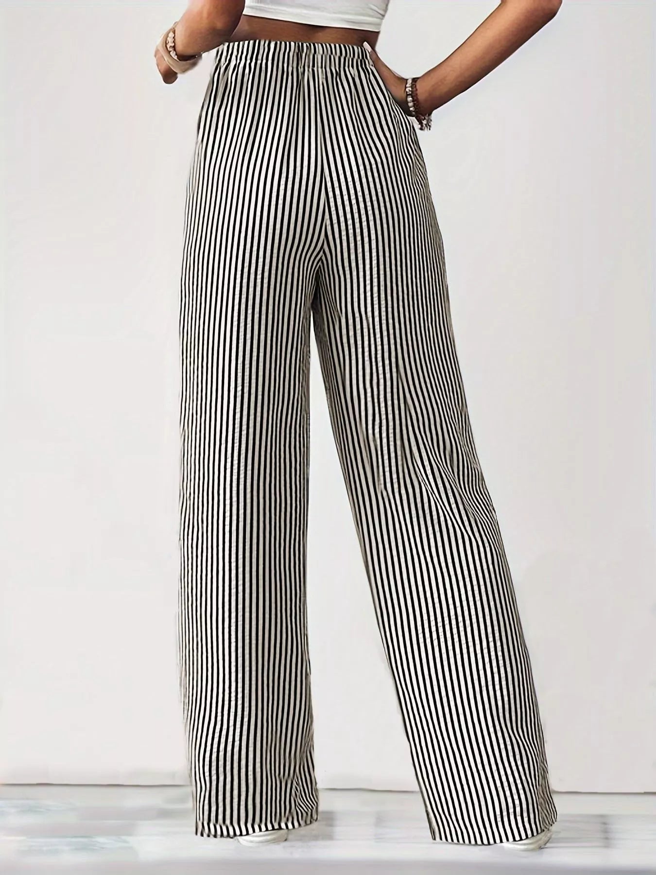 Striped High-Waisted Wide Leg Pants