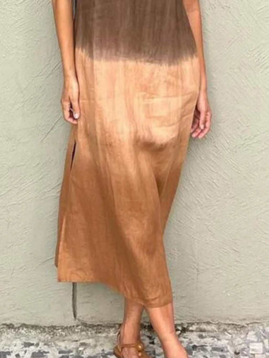 Full Size Sleeveless Gradient Tank Midi Dress Plus Size